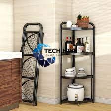 lack Carbon Steel 4-Tier Foldable Corner Shelf 3